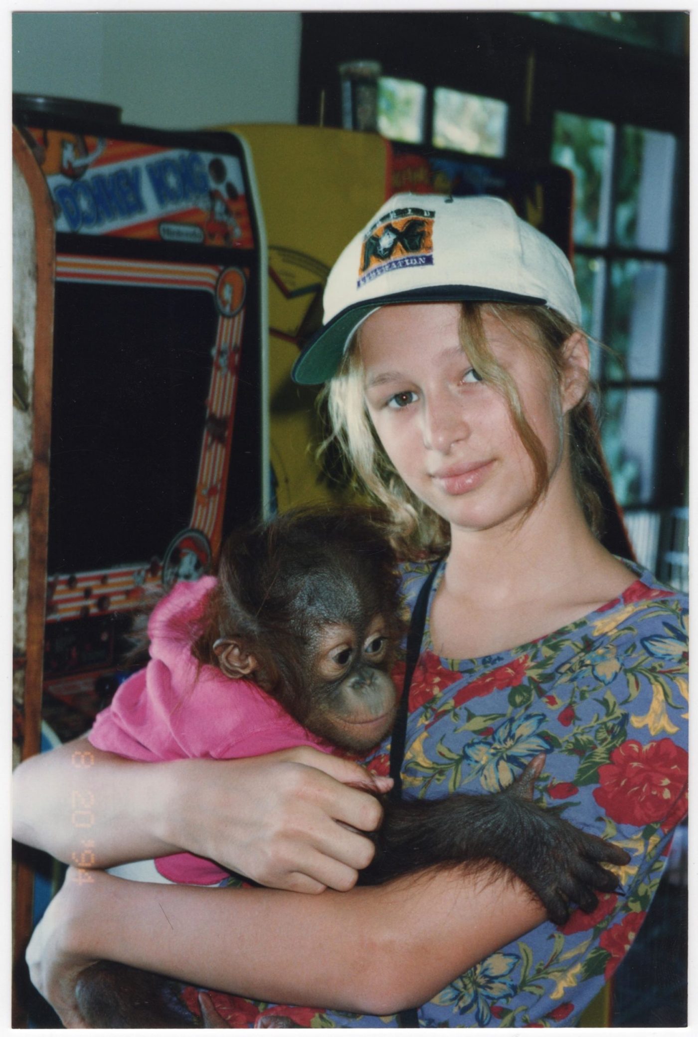 Paris and her pet monkey, ca. 1994